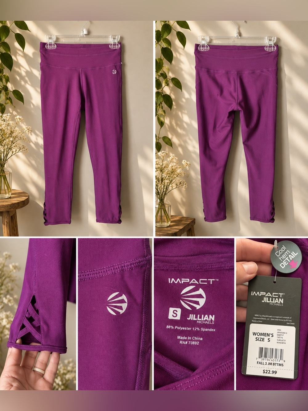 Impact by Jillian Michaels Women’s Activewear Leggings – Purple – Size S
